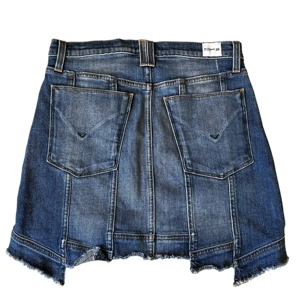 Hudson Weekender Step Hem Distressed Jean Mini Skirt size 26